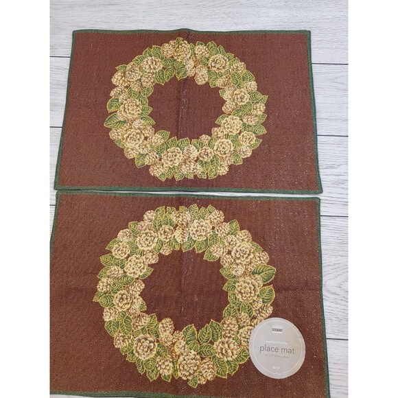 Martha Stewart Everyday Cotton Blend Woodland Holiday Placemats 13"x19" (2) NEW - Picture 1 of 6